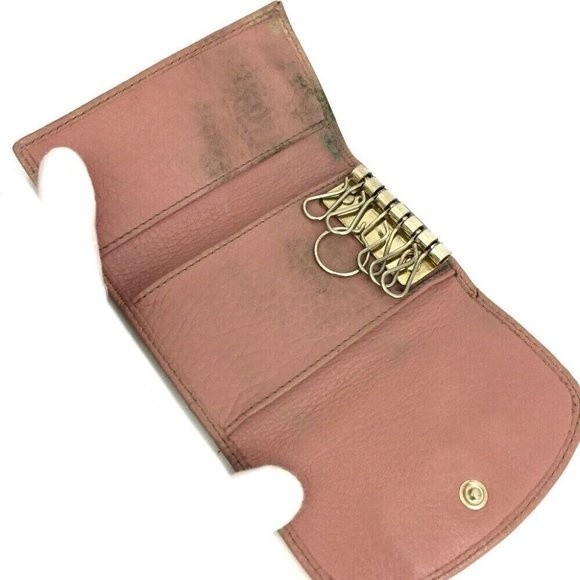 Chloe Ribbon Leather 6 Ring Key Case Pink Key Holder Key Wallet - Picture 5 of 8